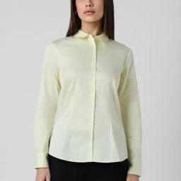 Van Heusen Yellow Cotton Regular Fit Shirt-image-75