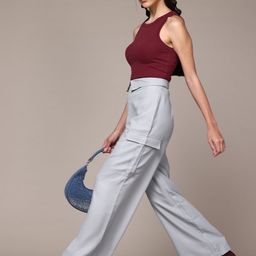 The Roadster Lifestyle Co. Women Flared High-Rise Cargos Style Trousers-picture-42