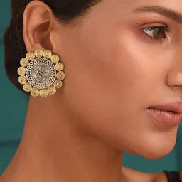JAYPORE Stone Studded Contemporary Studs Earrings-picture-37