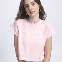 glitchez Typo Chic Printed Crop T-shirt-image-85