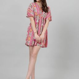 Stylecast X Kotty Women Floral Print Flared Sleeve A-Line Mini Dress-image-24