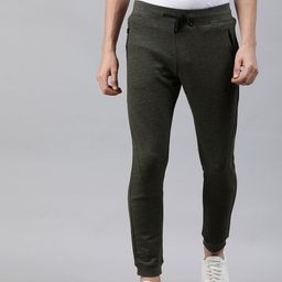 WROGN Men OLive Green Solid Slim Fit Joggers-image-85