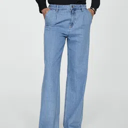 MANGO Women Cotton Straight Pleated Jeans-picture-32