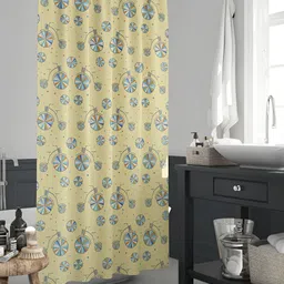 ArtzFolio Cream & Blue Printed Waterproof Shower Curtains-image-59