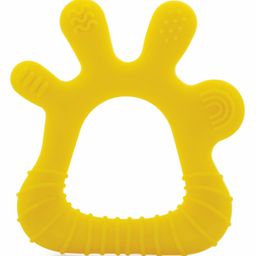 BeeBaby Finger Shape Soft Silicone Teether with Carry Case BPA Free Teething Toy for Babies with Textured Surface for Soothing Gums. 100% Food Grade  - Yellow-56