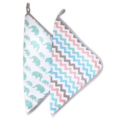Masilo Organic Muslin Washcloths (Set of 2)  Elephant Parade-2