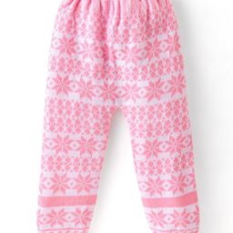 Babyhug Full Length Woollen Pant Floral Design - Pink-image-20