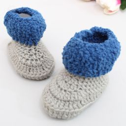 Woonie Handmade Booties With Fur Bordered - Grey-0