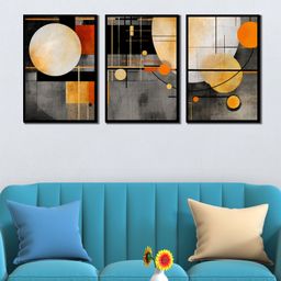 WENS Geometric Framed Canvas Set of 3 Painting for Home Decor 19 Inch x 39 Inch-image-76