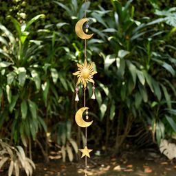 Duli Sun Moon Star Design Metal Wall Hanging Windchime with Hanging Bells-image-19
