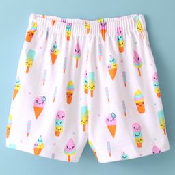 Child World Interlock  Knit  Shorts  with Ice Cream Print - White-image-72