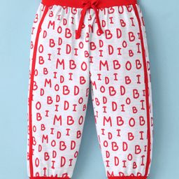 Mini Taurus Cotton Knit Full Length with Alphabet Print - Red & White-image-62