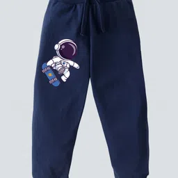 KAVEE Pure Cotton Astronaut Printed Bio Washed Joggers - Navy Blue-picture-1
