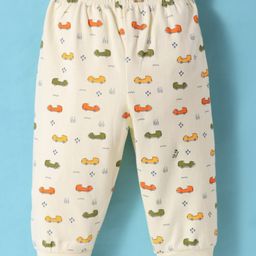 Tango Interlock Knit Full Length Lounge Pant With Car Print - Cream-picture-26