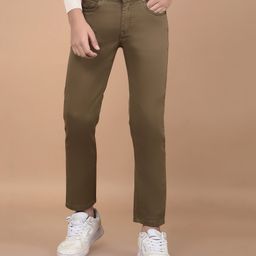 CRIMSOUNE CLUB Cotton Solid Jeans - Olive Green-picture-49