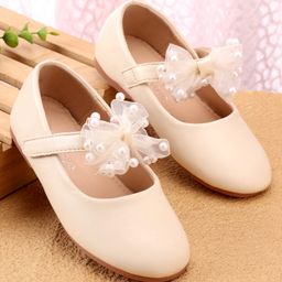 Babyoye Velcro Closure Ballerina With Bow Applique - Beige-image-59