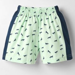 Taeko Single Jersey Knit Knee Length Shorts With Horse Print - Sea Green-image-92
