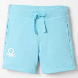 UCB Knit Knee Length Solid Shorts With Ribbed Waist - Light Blue-picture-14