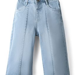 Mark & Mia Cotton Lycra Flared Denim Full Length Jeans With Pleate Detailing - Blue-image-69