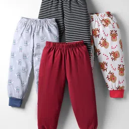 Kidi Wav Pack Of 4 Striped & Animals Printed Pajamas - Multi Colour-picture-14