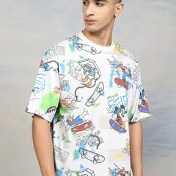 HIGHLANDER Men Mickey Mouse Printed Drop-Shoulder Sleeves T-shirt-picture-4