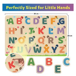 Little Berry My First Wooden Puzzle Tray Set of 2 Alphabets & Numbers Knob and Peg Puzzle Multicolour - 36 Pegs image 2