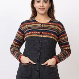 TWENTY ME Women Embroidered Woollen Cardigan with Embroidered Detail-25