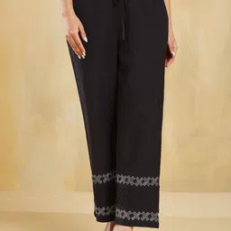 Fabindia Women Embroidered Straight Fit High-Rise Parallel Trousers-picture-14