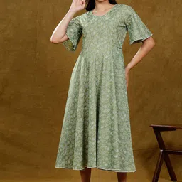 DUMMY SHAPE Women Printed Flared Sleeves Floral Maternity Kurta-image-93