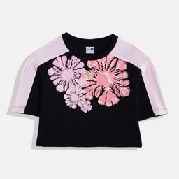 Puma Girls Floral Printed Drop-Shoulder Sleeves Pure Cotton T-shirt-image-37
