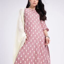 Anouk Rustic Floral Printed Straight Kurta With Trousers & Dupatta-46