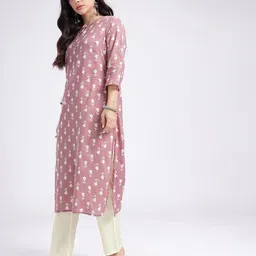Anouk Rustic Floral Printed Straight Kurta With Trousers & Dupatta image 5