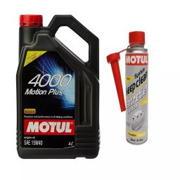 Motul 4000 Motion Plus SAE 15W-40 Mineral Engine Oil (4 L) & System Keep Clean Diesel (Combo of 2)-15