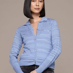 The Roadster Lifestyle Co. Open Knit Regular Length Pure Acrylic Cardigan-image-81