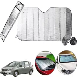 Auto Pearl F226 Dashboard Sun Shade Cover with Suction Cup for Toyota Spacio (Silver)-26