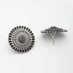 NVR Silver Oxidized Stud Earrings image 2