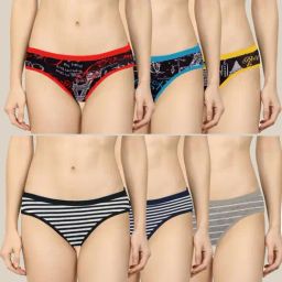 AROUSY Black & White Printed Hipster Panties - Pack Of 6-image-80