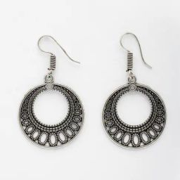 NVR Silver Oxidized Chand Bali Earrings image 2