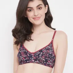 Clovia Blue Floral Print Non Wired Non Padded Full Coverage Bra-image-64