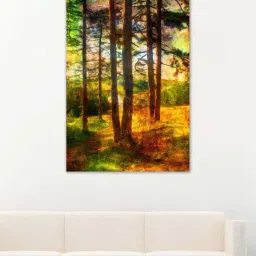999store Brown & Orange Forest Tree Canvas Painting-17