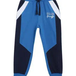 Blue Giraffe Kids Navy Cotton Color Block Pattern Joggers-image-17
