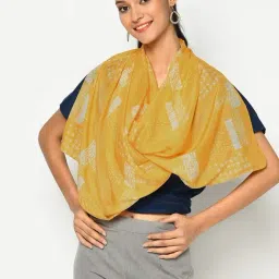 Fabindia Yellow Printed Stole-image-39