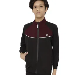 Chimprala Kids Wine & Black Color Block Jacket-image-49