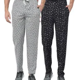 Vimal Jonney Grey & Black Regular Fit Trackpants - Pack of 2-image-96