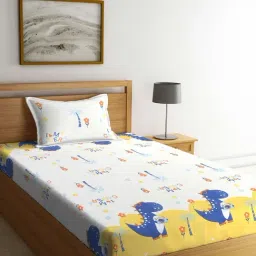 Klotthe Others Multicolor 210 TC Cotton Blend Single Bedsheet with 1 Pillow Cover-image-36