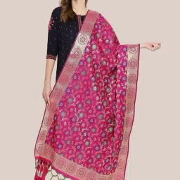 Dupatta Bazaar Rani Pink Woven Pattern Dupatta-picture-34