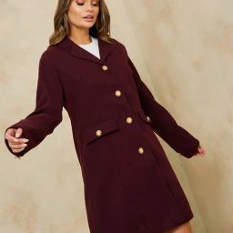 Styli Burgundy Regular Fit Coat-image-67