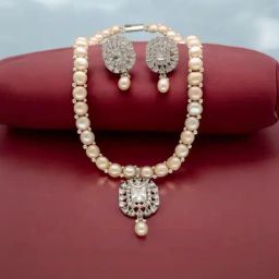Sri Jagdamba Pearls Sublime Shimmer Pearl Necklace Set-image-24