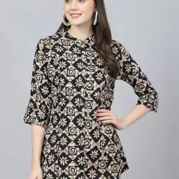 Divena Black & Beige Printed Shirt-image-6