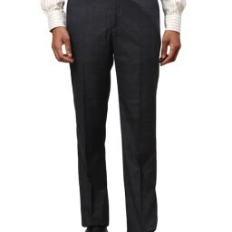 Park Avenue Blue Regular Fit Checks Trousers-image-97
